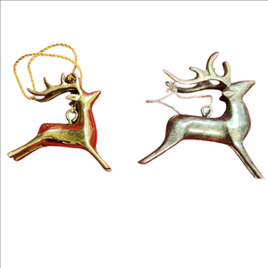 Metal Gold and Silver Reindeer Ornaments